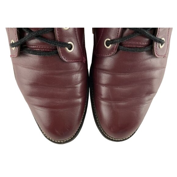 Ladies Justin USA Burgundy Leather Lace Up Roper Western Boots Size 6.5 B - Picture 5 of 7